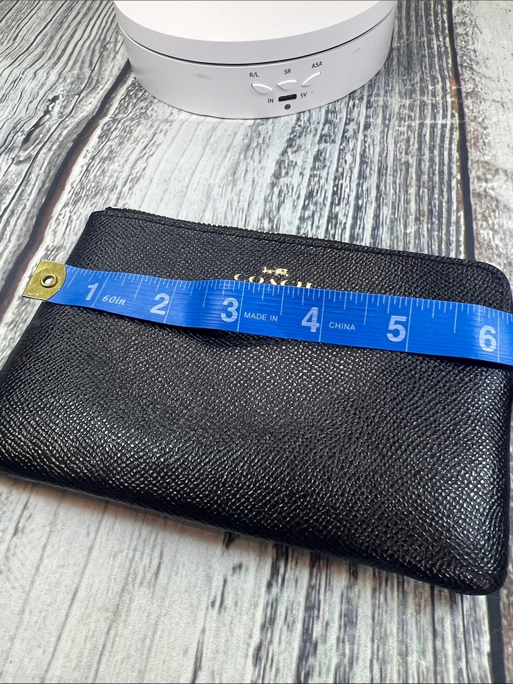 Coach Black Pebbled Leather Zip Pouch with Gold Logo - Picture 8 of 11